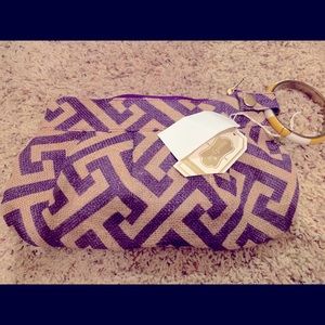 Mud Pie NWT Clutch wristlet Cuff Purple Gold New